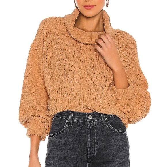 Free People camel cowl neck sweater - Picture 1 of 7